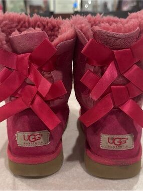 Girls UGG Australia Pink Bow Back Shearling Boots